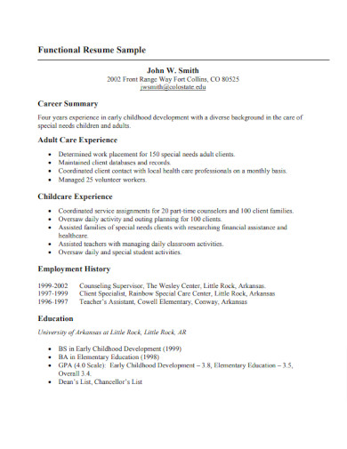 basic functional resume
