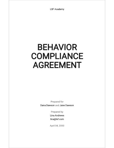 behavior compliance agreement template