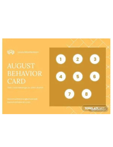 behavior punch card template
