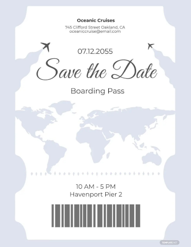 boarding pass save the date template
