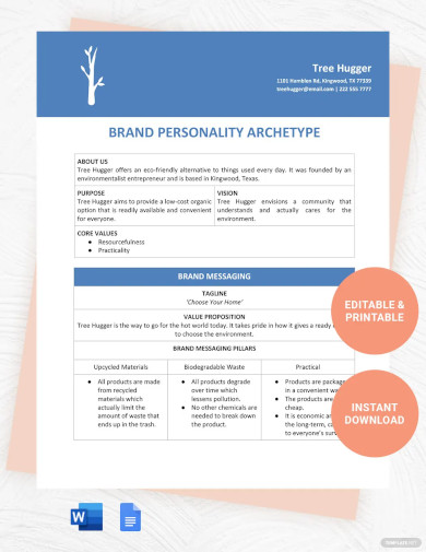 brand personality archetype template