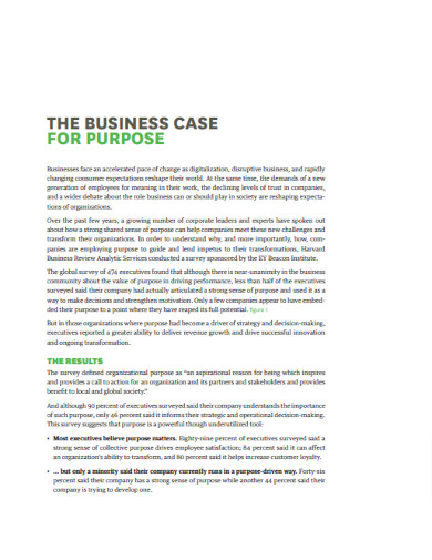 business case for purpose