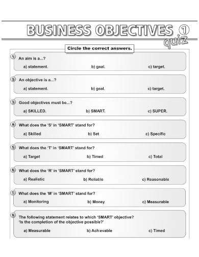 business objective quiz