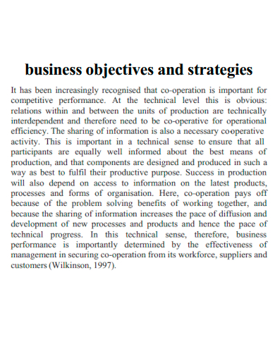 business objectives strategies
