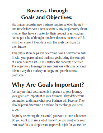 business through goals and objectives