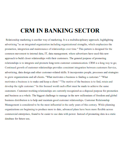 CRM in Banking Sector