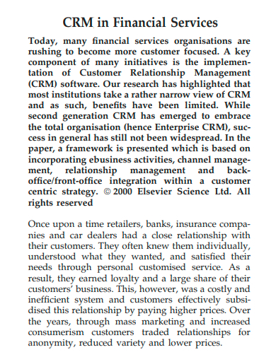 CRM in Financial Services