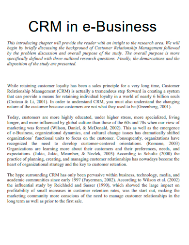 CRM in eBusiness