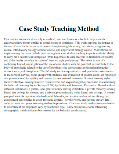 case study teaching method format