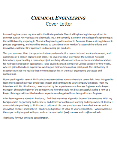 chemical engineering cover letter