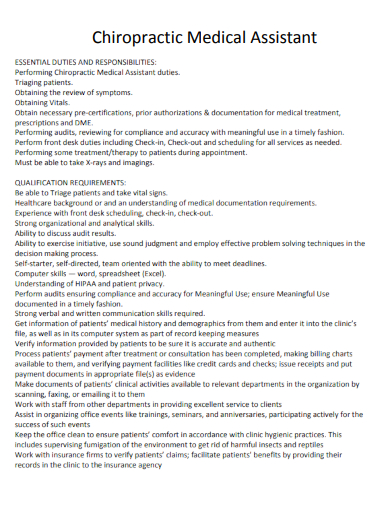 chiropractic medical assistant resume