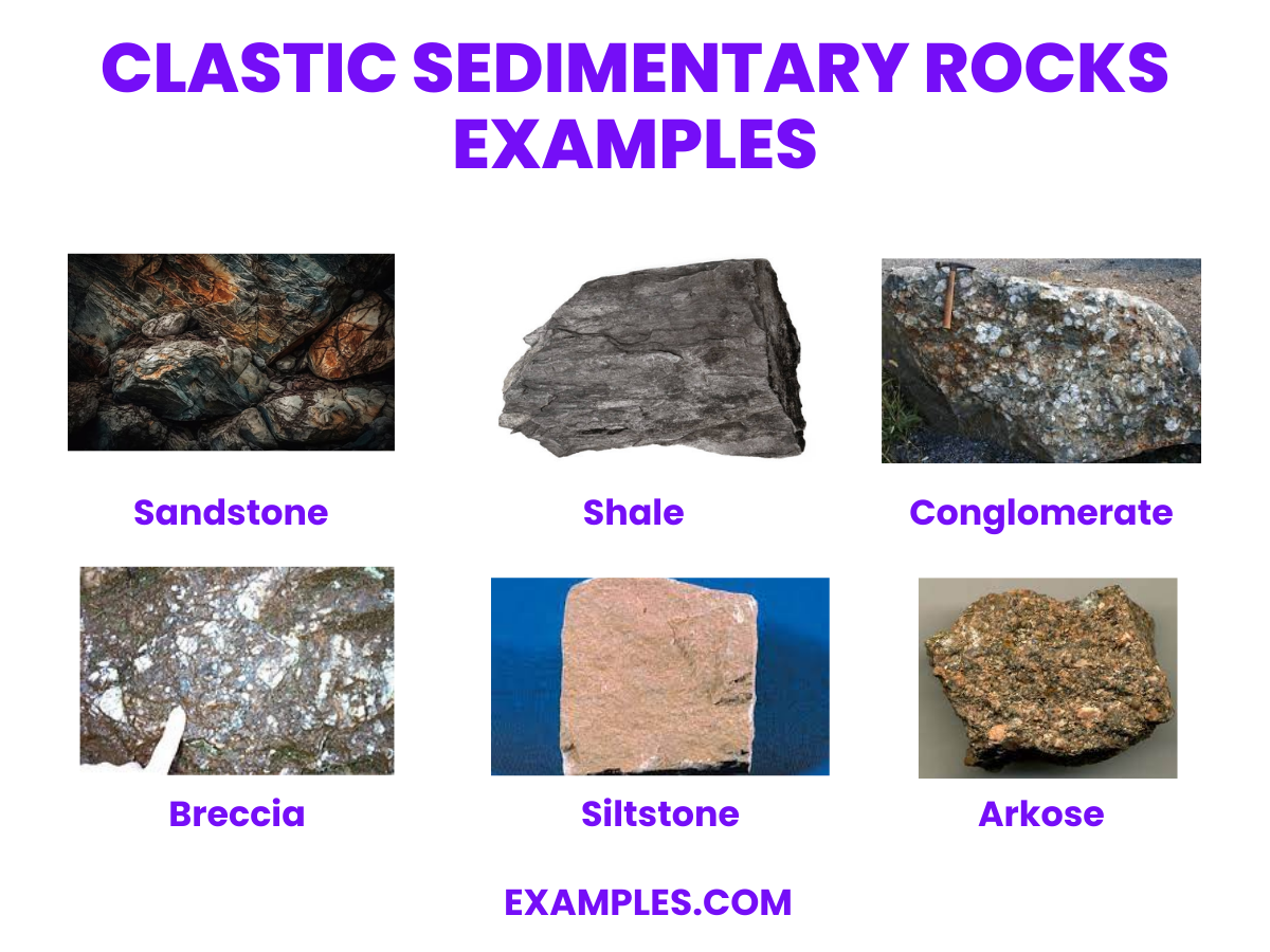 clastic sedimentary rocks examples