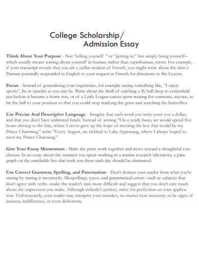 college scholarship admission essay