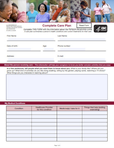 complete care plan form