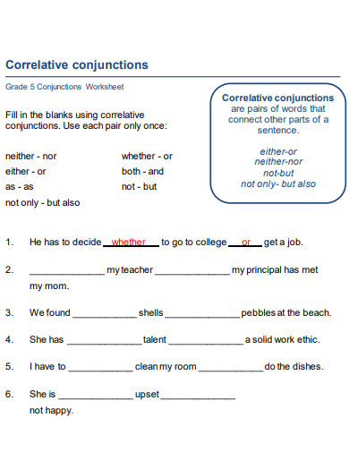 correlative conjunctions worksheet