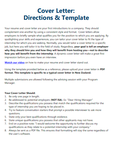 cover letter directions template