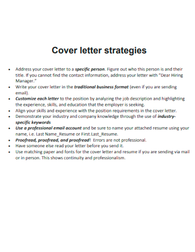 cover letter strategies