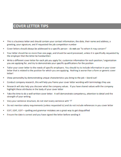 cover letter tips
