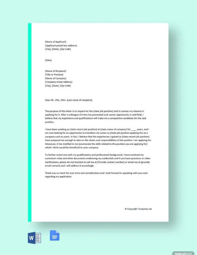 cover letter transition to new career template