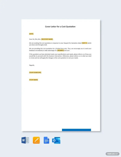 cover letter for a cost quotation