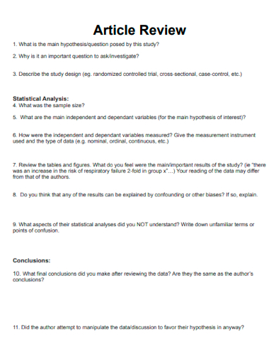 medical article review example