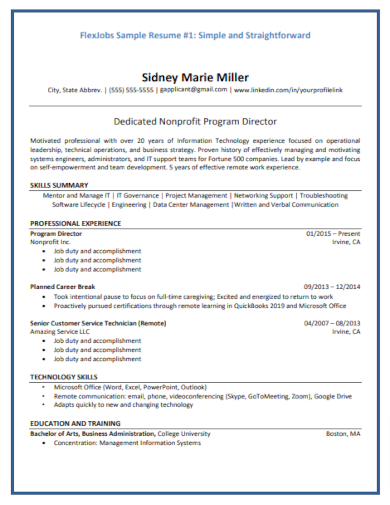 dedicated nonprofit program director sample resume