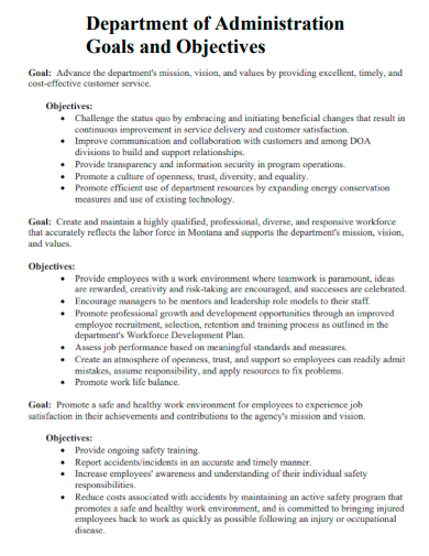 department of administration goals and objectives