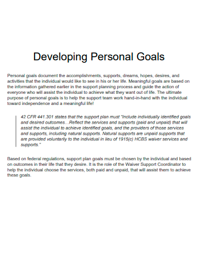 developing personal goals