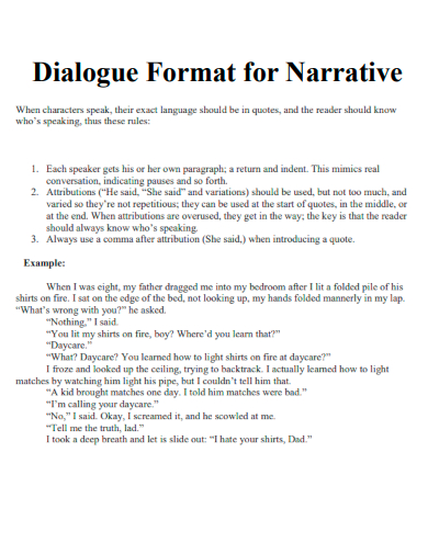 dialogue format for narrative