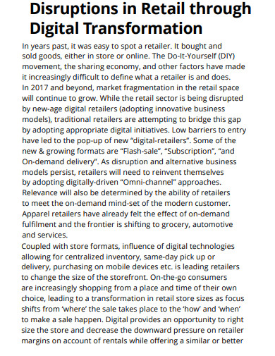 disruptions in retail through digital transformation