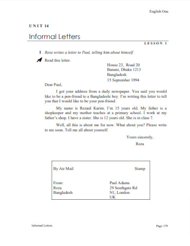draft informal letter