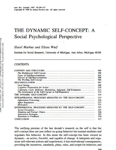 dynamic self concept a social psychological perspective