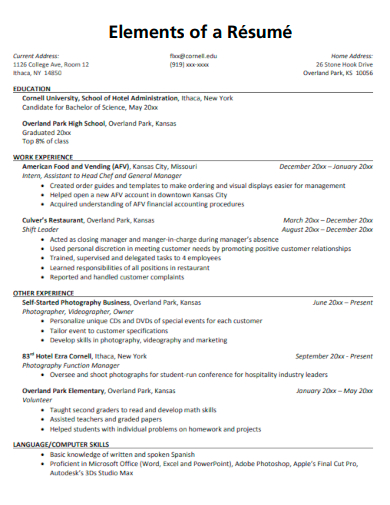 elements of a resume