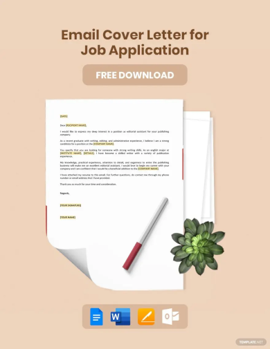 email cover letter for job application template