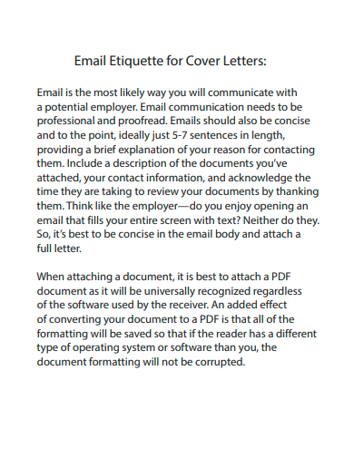 email etiquette for cover letter