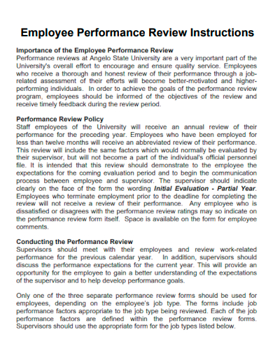 Employee Performance Review Instructions