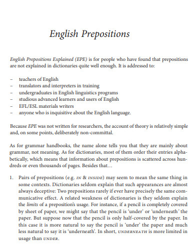 english preposition definition