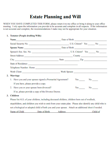 estate planning and will
