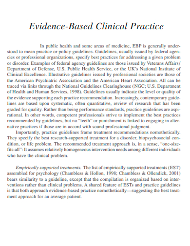 Evidence Based Practice - Example, PDF | Examples