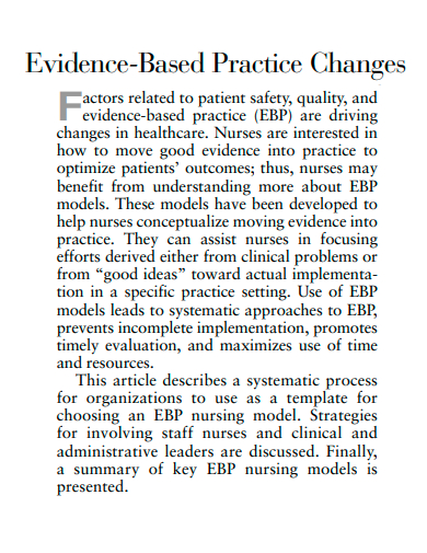evidence based practice changes