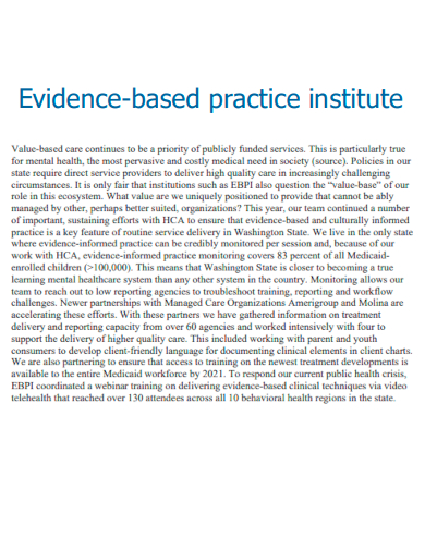 Evidence Based Practice - Example, PDF | Examples