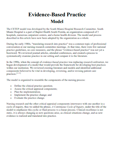 evidence based practice model