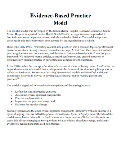 Evidence Based Practice - Example, PDF | Examples