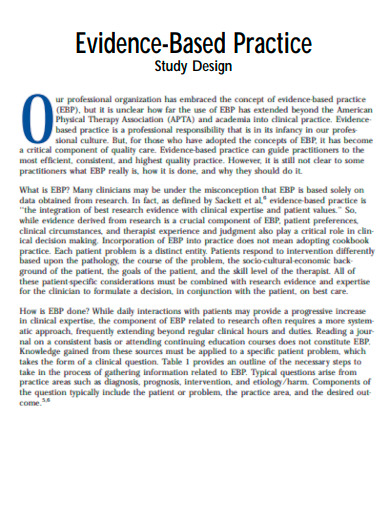 evidence based practice study design
