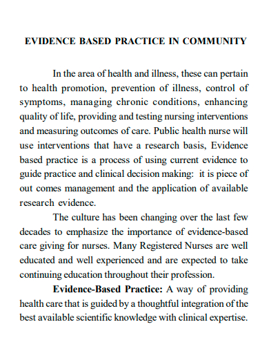 evidence based practice in community