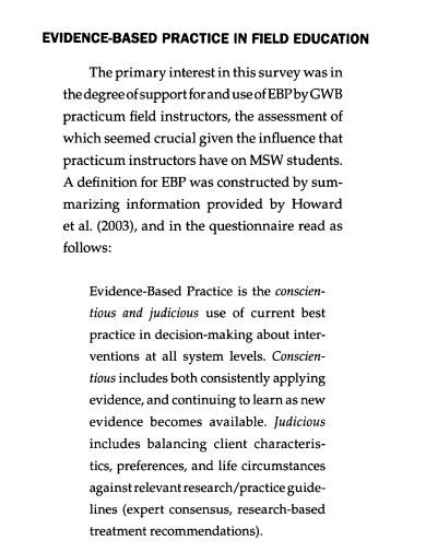 evidence based practice in field education