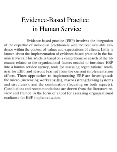evidence based practice in human service