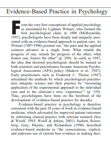 evidence based practice in psychology