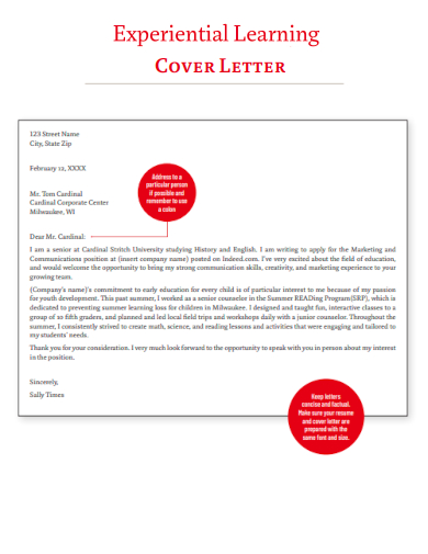 experiential learning cover letter