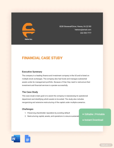 financial case study template